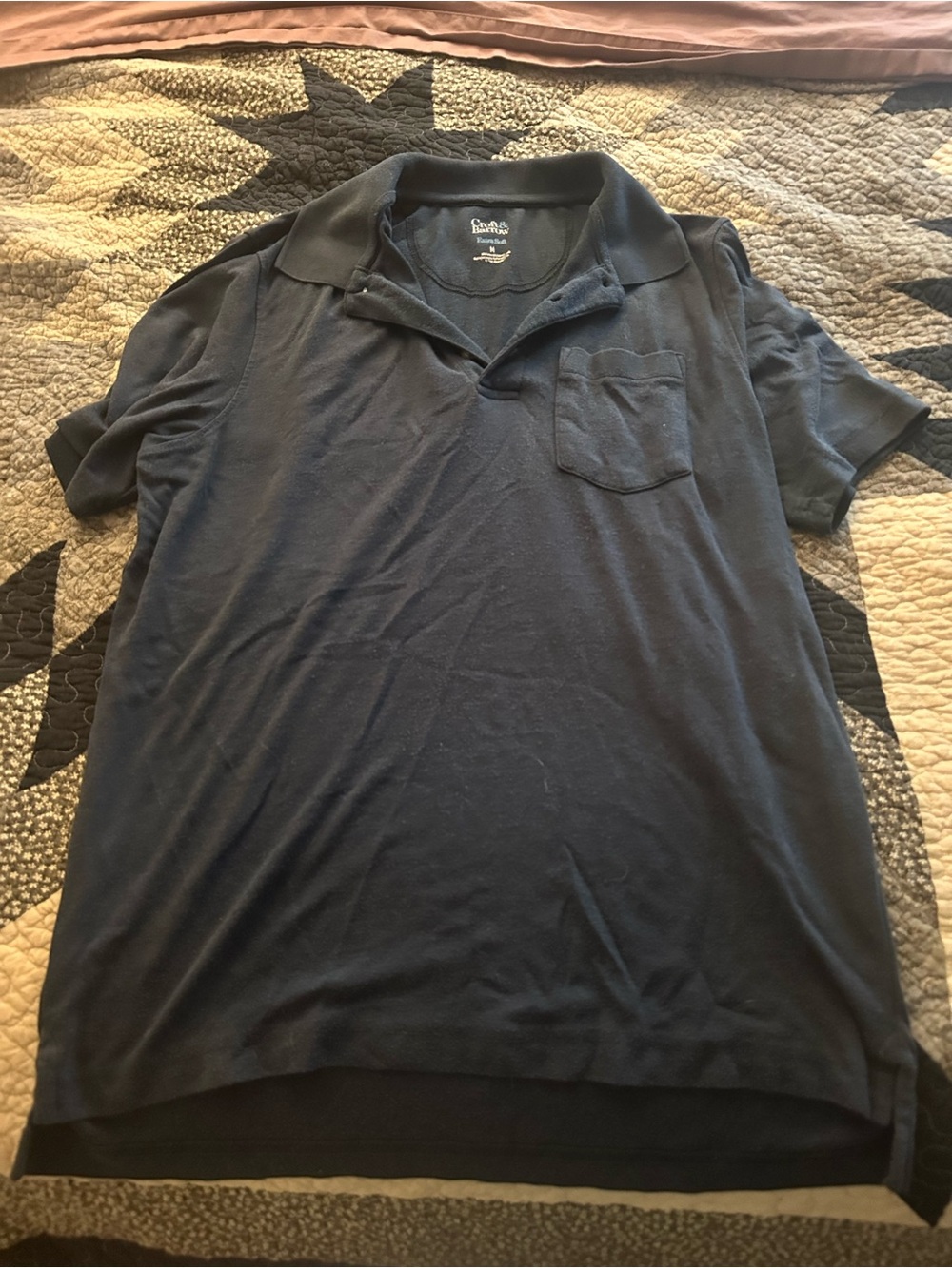 croft & barrow Navy Blue Short-Sleeve Polo with Chest Pocket